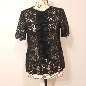 Zara Woman Black Lace Ruffle Top NWT